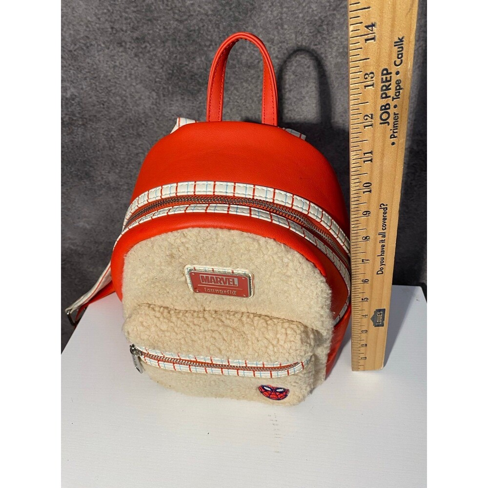 Loungefly Marvel Spider-Man Sherpa Mini Backpack Disney Parks Great Power Quote - Picture 9 of 12